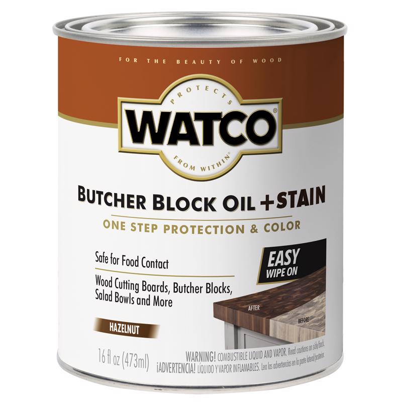 Watco 359024 Butcher Block Oil Plus Stain, 16 Ounce, Hazelnut
