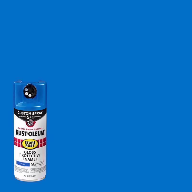 Rust-Oleum 376896 Stops Rust Custom Spray 5-in-1 Spray Paint, 12 oz, Gloss Sail Blue, (Pack of 1)