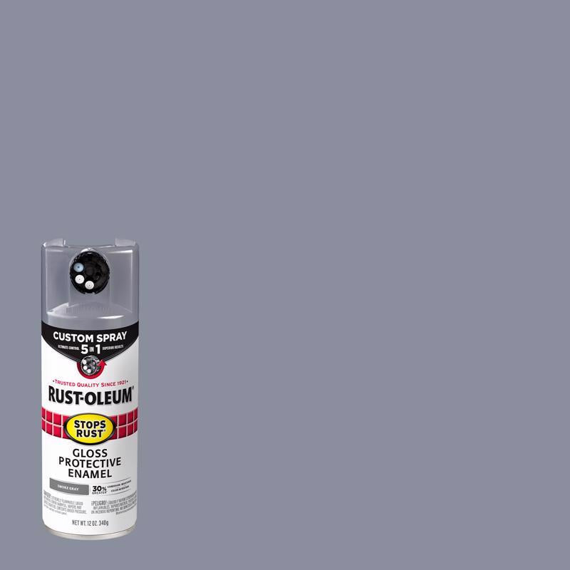 Rust-Oleum 376897 Stops Rust Custom Spray 5-in-1 Spray Paint, 12 oz, Gloss Smoke Gray (Pack of 1)