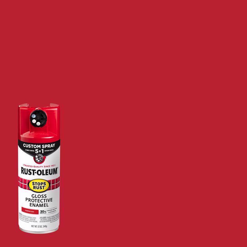 Rust-Oleum 376899 Stops Rust Custom Spray 5-in-1 Spray Paint, 12 oz, Gloss Sunrise Red
