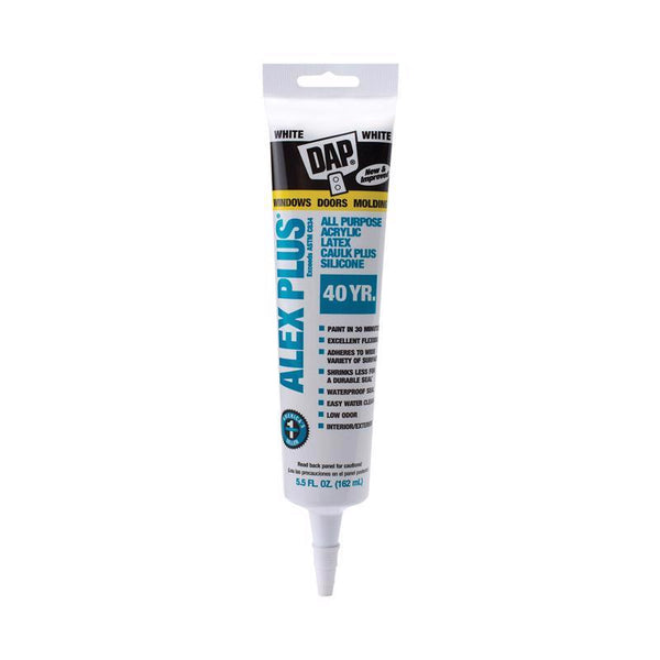 Dap 18128 Alex Plus Acrylic Latex Caulk Plus Silicone 5.5-Ounce 7079818128