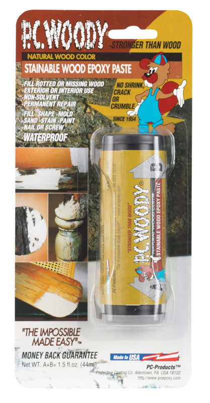 PC Products PC-Woody Wood Repair Epoxy Paste, Two-Part 1.5 oz in Two Jars Tan 23334