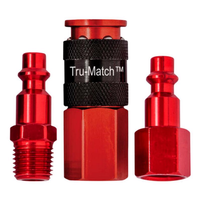 Tru-Flate 13-207R Tru-Match 1/4'' I Design x 1/4'' NPT Aluminum Plug/Coupler Set