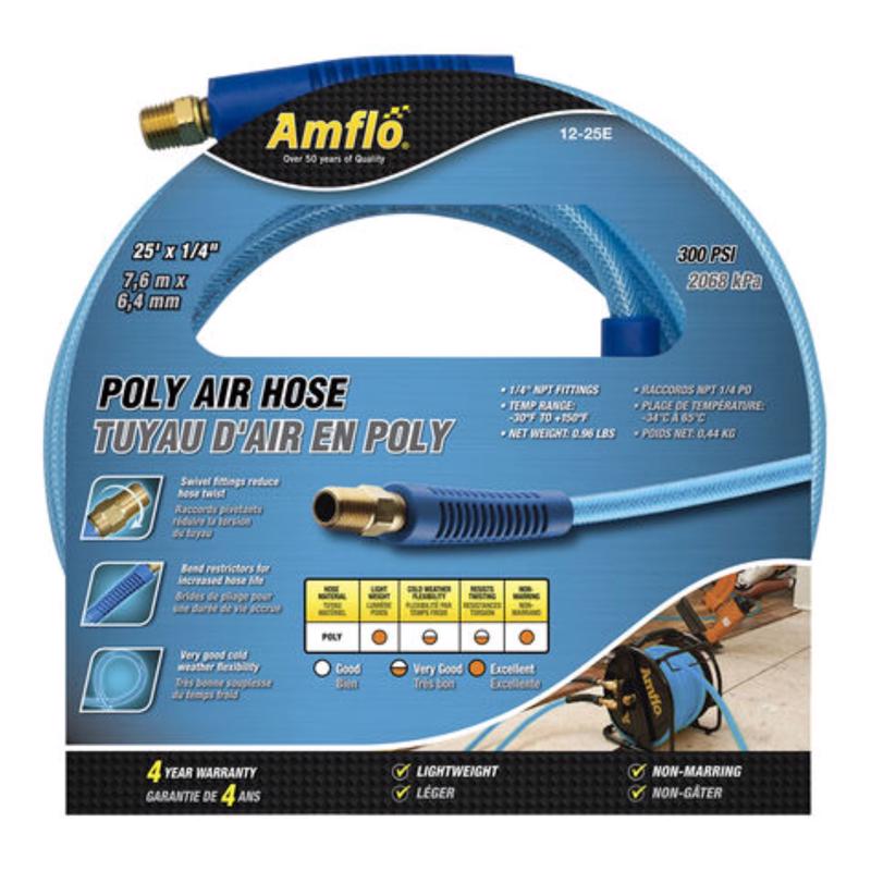 Amflo 12-25E 1/4" x 25' Poly Air Hose AMFL1225E