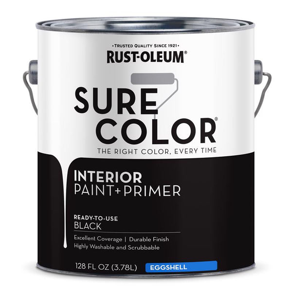 Rust-Oleum 380218 Sure Color Interior Wall Paint and Primer Eggshell Black gal