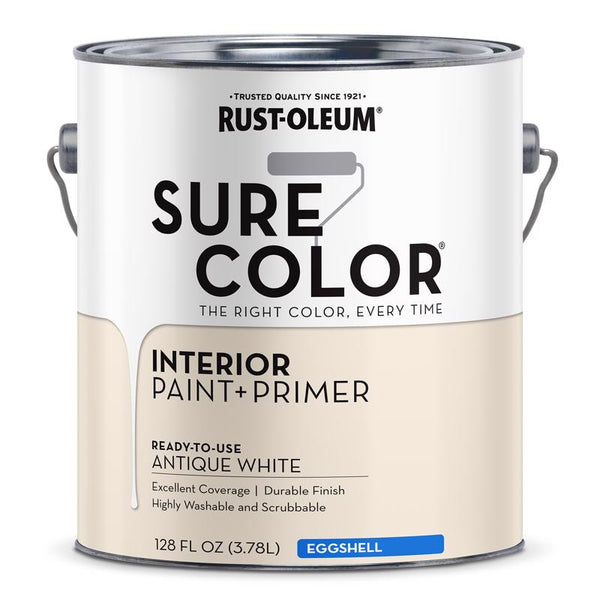 Rust-Oleum 380221 Sure Color Interior Wall Paint and Primer Eggshell Antique White gal