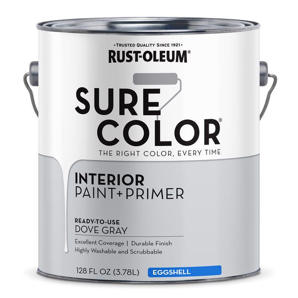 Rust-Oleum 380223 Sure Color Interior Wall Paint and Primer Eggshell Dove Gray gal