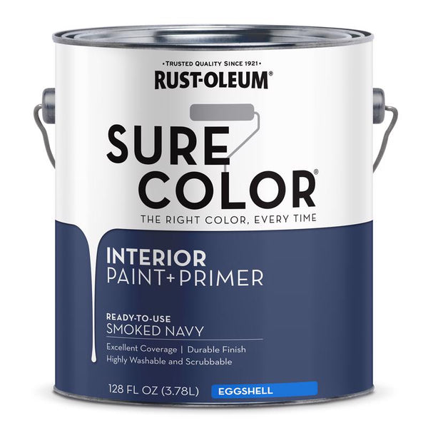 Rust-Oleum 380226 Smoked Navy Sure Color Interior Paint + Primer, Eggshell, 1 Gal