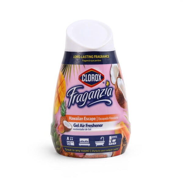 Clorox Fraganzia Gel Air Freshener Cone in Hawaiian Escape Scent, 6oz | No-Plug, Battery-Free Air Freshener for Small Rooms, Closets, Kitchens, Bathrooms, Offices and More BBP28480