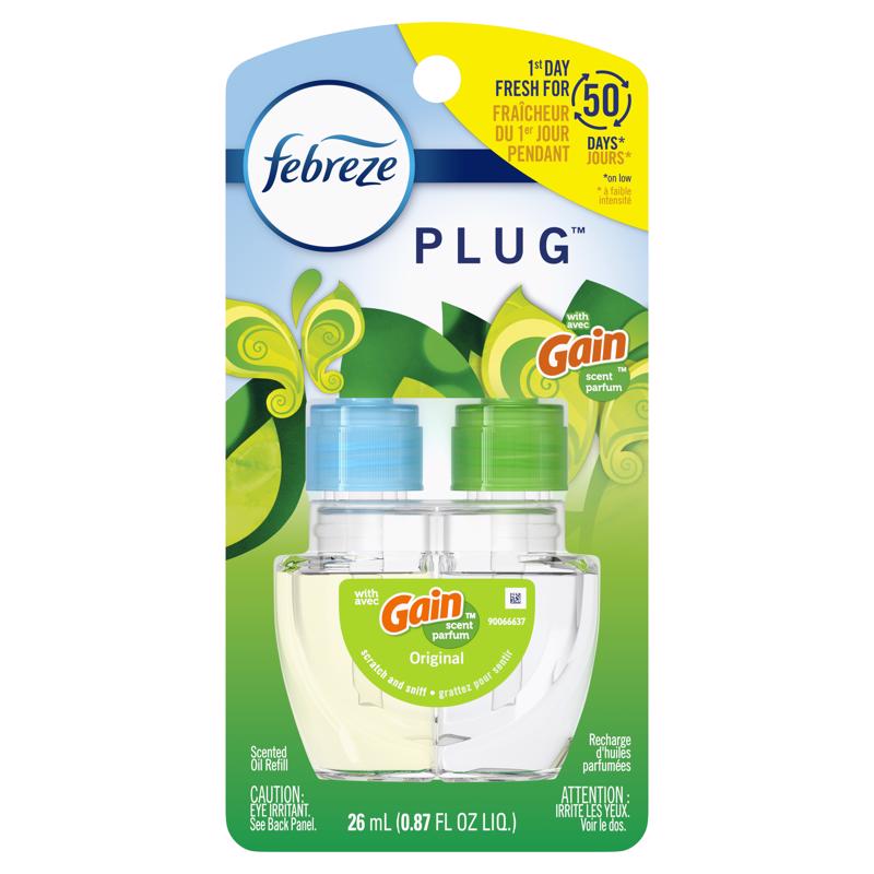 Febreze Plug In Air Freshener Scented Oil Refill, Gain Original Scent
