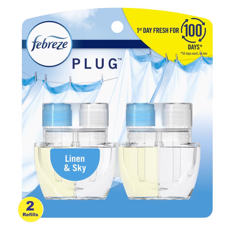 Febreze Plug In, Air Freshener, Scented Oil Refill, Linen & Sky, 0.87 Fl Oz (Pack of 2)