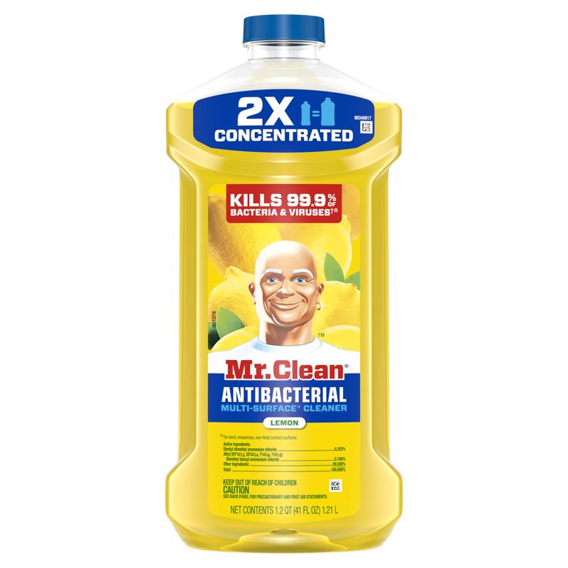 Mr. Clean All Purpose Cleaner, Floor Cleaner for Mopping Home, Bathroom, & Kitchen, Cleaning Liquid for Mop & Bucket, Cleaning Supplies, Multi-Surface Dilutable, Lemon, 41oz