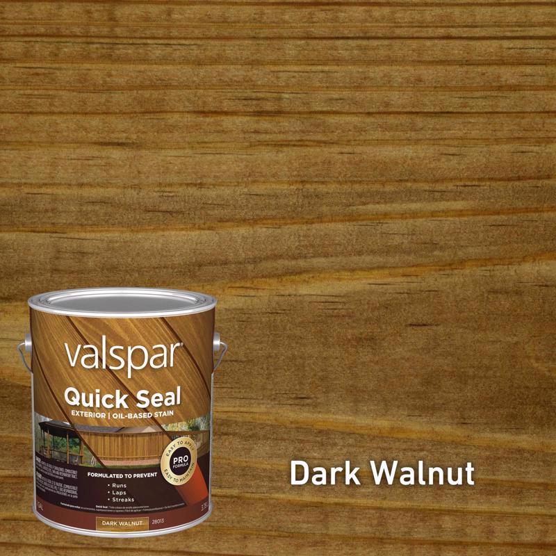 Valspar 1037704 1 gal Quick Seal Semi-Transparent Dark Walnut Oil-Based Exterior Stain - Pack of 4