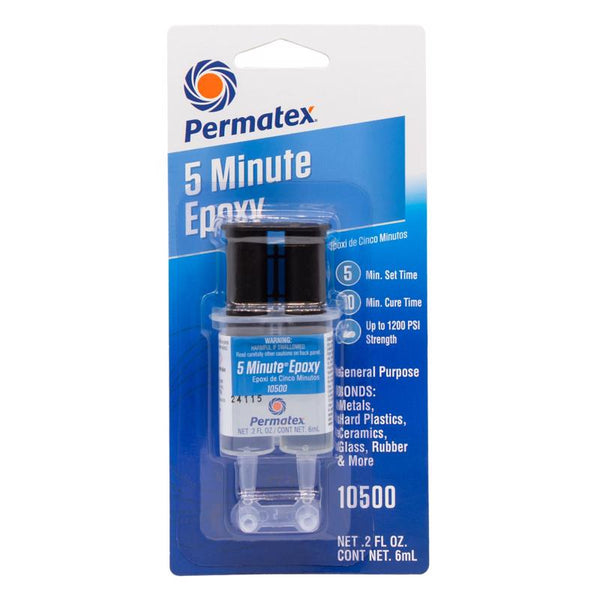 Permatex 10500-5 Minute Epoxy, Single-Use Syringe for General Purpose Creates a Hard, Rigid Bond for Coating in Minutes - Resin epoxy is Resistant to Water and solvents, and All-Purpose