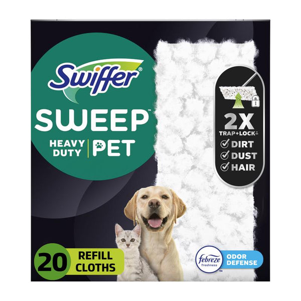 Swiffer Heavy Duty Pet Dry Sweeping Cloth Refills with Febreze Odor Defense, 20Count 80810498