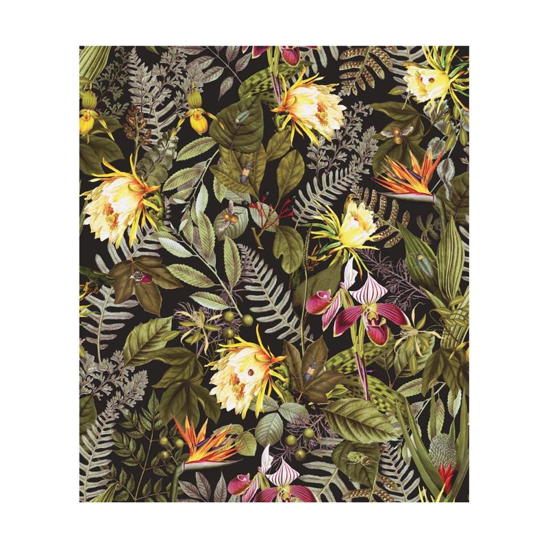 RoomMates RMK11450WP Black and Green Tropical Flowers Peel and Stick Wallpaper