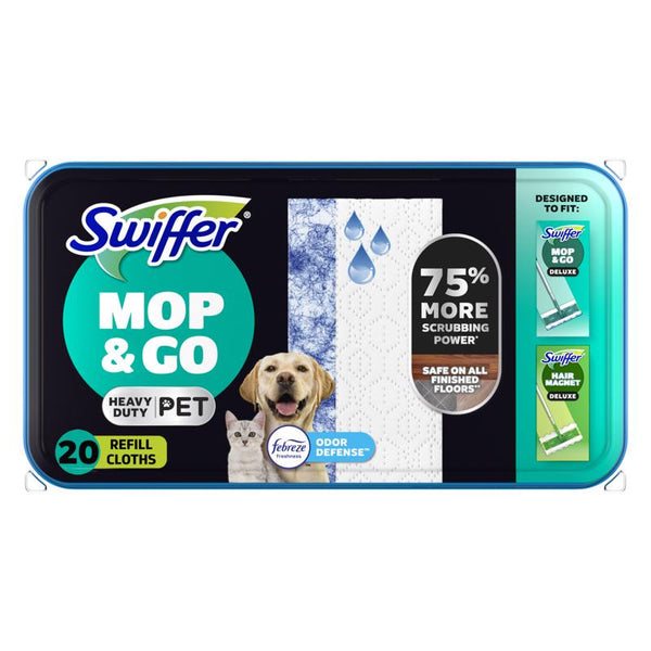 Swiffer Heavy Duty Mop Wet Multi-Surface Cloth Refills for Floor Mopping and Cleaning, Pet with Febreze Odor Defense, 20 count 80876886