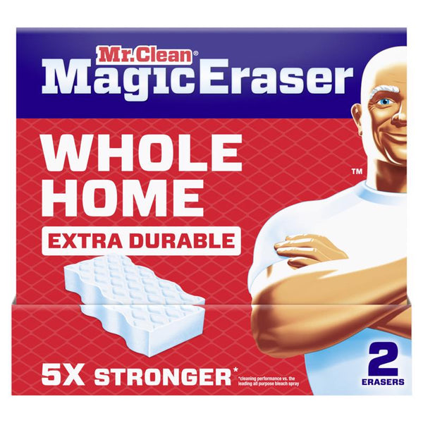 Mr. Clean Magic Eraser Sponge, All Purpose Cleaner, Cleaning Scrubber, Wall, Sneaker, Kitchen, Bathroom Cleaner, Shower Cleaning Supplies, Melamine Sponge, Cleaning Pads, Whole Home Extra Durable, 2ct 80867473