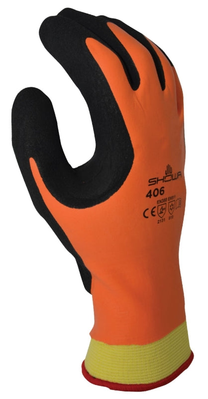 SHOWA 406 Full Double Coated Natural Rubber Latex Insulated General Purpose Winter Work Gloves with Nylon Blend Liner, X-Large (1 Pair) 406XL-09.RT