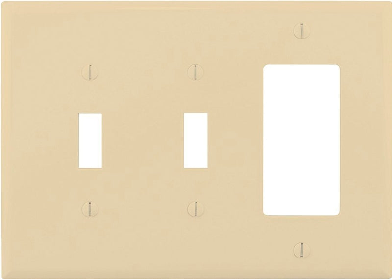 3-Gang Decorator Toggle Combo Unbreakable Wallplate PJ226V 032664579462 Cooper Ivory Mid-Size