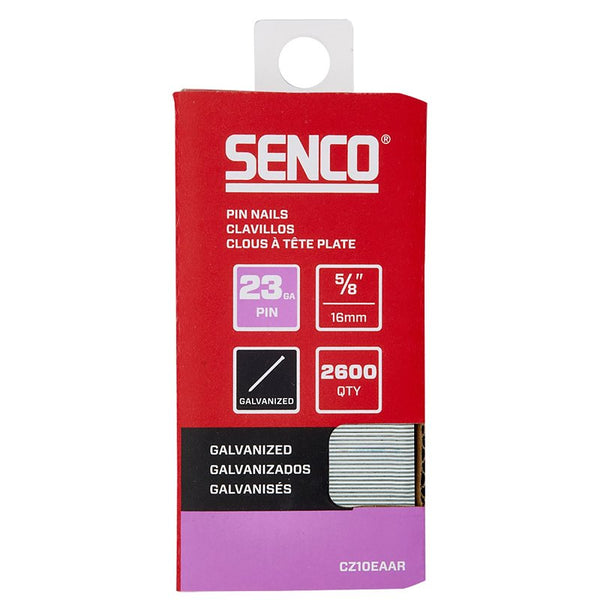 SENCO CZ10EAAR 5/8" 23 Gauge Pin Nails, Galvanized Finish 2,600 Count Pack
