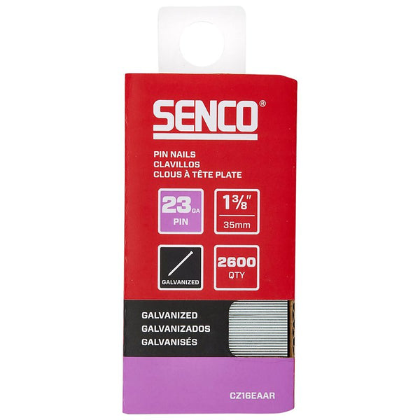 SENCO CZ16EAAR 1-3/8" 23 Gauge Pin Nails, Galvanized Finish 2,600 Count Pack