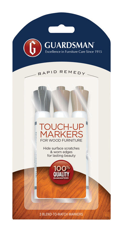 Guardsman Wood Furniture Markers, Furniture Scratch Repair Kit for Wood Floors, Cabinets, Chairs, and Furnishings, 3 Colors 465000