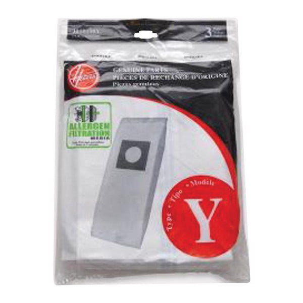 Hoover Type Y Allergen Bags, for WindTunnel Vacuum Cleaners, 3-Pack, 4010100Y, White