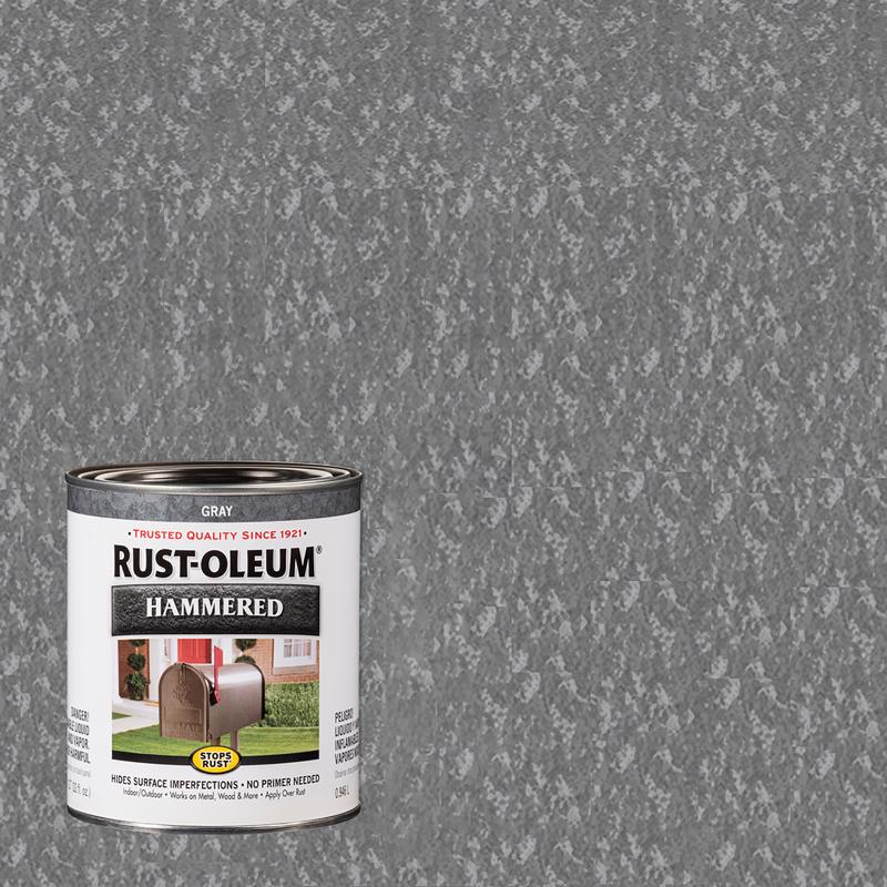 Rust-Oleum 7214502 Stops Rust Hammered Finish Paint, Quart, Gray, 32 Fl Oz (Pack of 1)