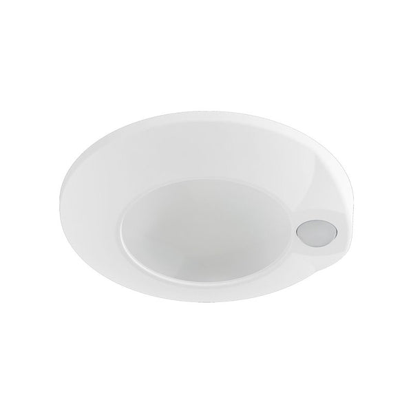 HALO HLCE 4-Inch Indoor/Outdoor LED Motion Sensor Ceiling Light with CCT Select, Dimming, CA Compliant - Matte White HLCEMS410FS1E-CA