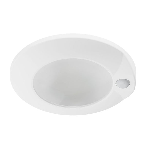 Halo HLCE 6-Inch Indoor/Outdoor LED Motion Sensor Ceiling Light with CCT Select, Dimming, CA Compliant - Matte White HLCEMS612FS1E-CA