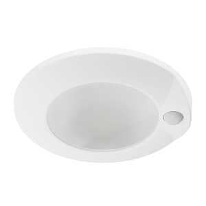 Halo HLCE 6-Inch Indoor/Outdoor LED Motion Sensor Ceiling Light with CCT Select, Dimming, CA Compliant - Matte White