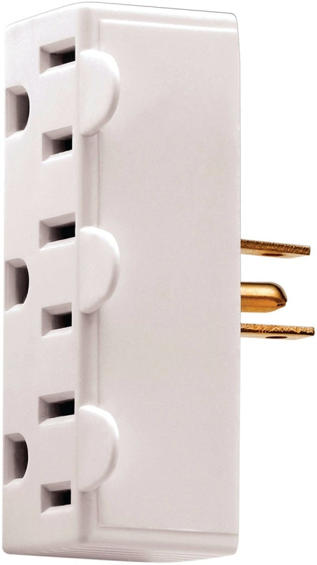 Eaton Wiring Devices BP1147W Outlet Tap, 2-Pole, 15 A, 125 V, 3-Outlet, NEMA: 5-15R, White