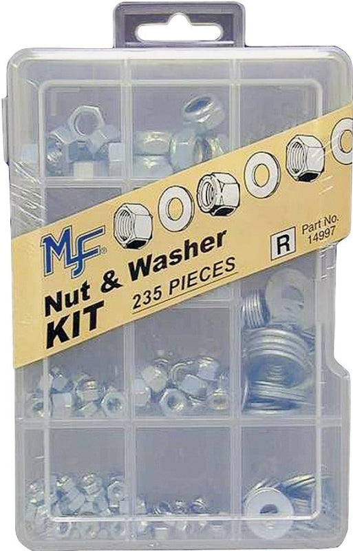 Midwest Fastener 14997 Nut & Washer Assortment Kit, 235 Piece, 1/2"
