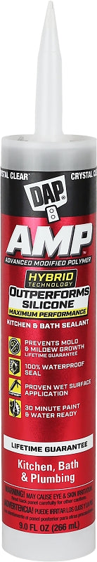 DAP 7079800763 AMP Kitchen/Bath Adhesive Caulk, Clear, 9-oz. - Quantity 12 (12-Pack)