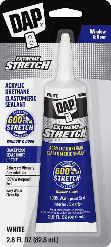 DAP Extreme Stretch Acrylic Urethane Premium Elastomeric Sealant, White, 2.8 oz (7079800958)
