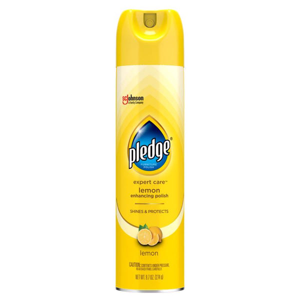 Pledge Enhancing Polish Spray, Wood Furniture & Stainless Steel Polish, Remove Dust and Fingerprints, Fast Shine and Protect, Prevent Scratches & Knicks - Lemon Scent, 9.7oz 72372