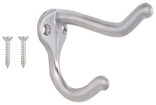 MINTCRAFT H62-B075 ProSource 1188846 Coat and Hat Hook, 5/64 in Mounting Hole, Die-Cast Zinc, Satin Chrome