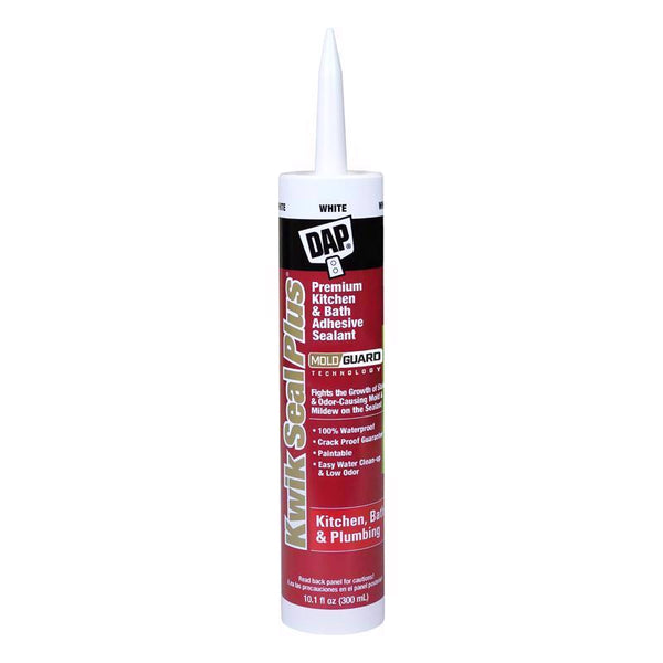 DAP Kwik Seal Plus White Siliconized Latex Kitchen and Bath Sealant and Adhesive 10.1 oz. 7079818510