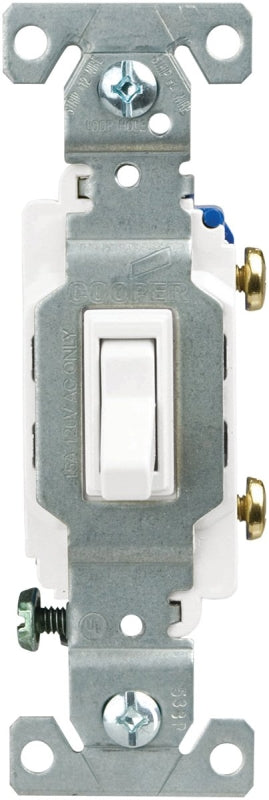 EATON C1301-7LTW-L C1301-7Ltw Lighted Grounding Toggle Switch, 120 Vac, 15 A, 1 Pole, White