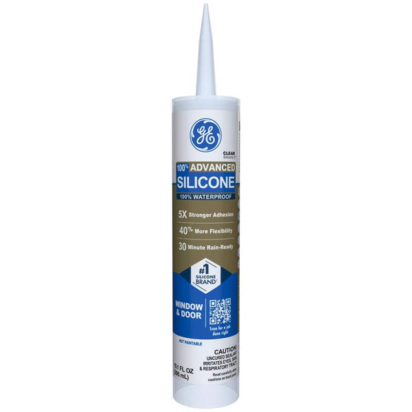 GE Sealants & Adhesives GE5000 Advanced Silicone 2 Window & Door Sealant Clear, 10.1oz, 10 Fl Oz 2811092