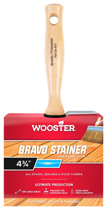 Wooster Brush Available F5119-4 Bravo Stainer Bristle/Polyester Stain Brush, 4 Inch, 4-Inch