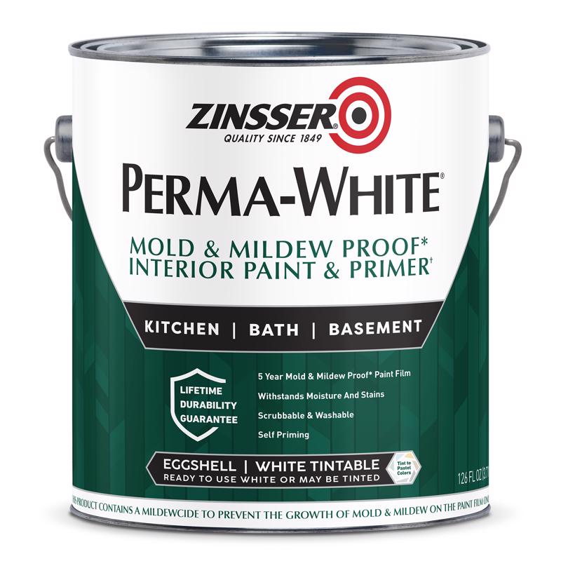 Zinsser 2770 PERMA-WHITE Mold & Mildew Proof Interior Paint, 5 Gallon, Eggshell White