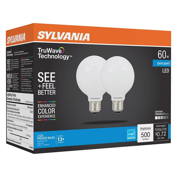 SYLVANIA 40768 - LED6G25DIM950F13YTLRP2 6/CS 2/SKU Globe Style Antique Filament LED Light Bulb2