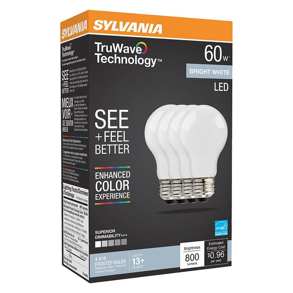 SYLVANIA 41295 - LED8A19DIMO93513YTLRP4 16/CS 4/SKU A19 A Line Pear LED Light Bulb