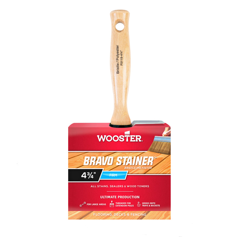 Wooster Brush F5119-4 3/4 Bravo Stainer Bristle/Polyester Stain Brush, 4-3/4 Inch