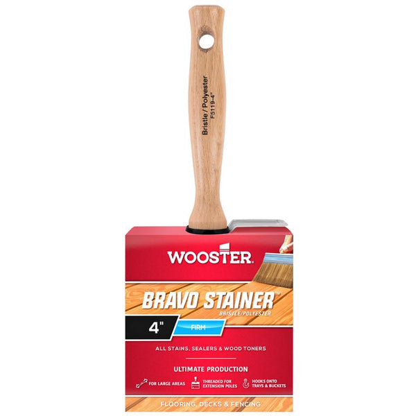 Wooster Brush Available F5119-4 Bravo Stainer Bristle/Polyester Stain Brush, 4 Inch, 4-Inch