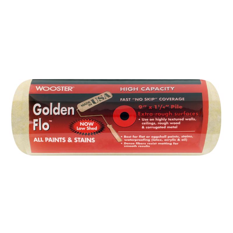 Wooster Golden Flo Fabric 1-1/4 in. x 9 in. W Paint Roller Cover For Extra Rough Surfaces 6 pk