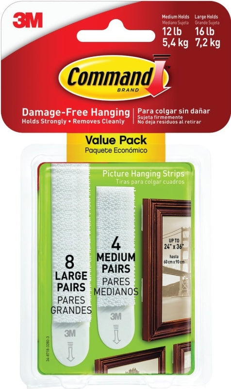 Command 17209 Picture Mounting Multi-Pack 4 x 2 M and 8 x 2 Strips Size L, Groß/Mittelgroß 17209ES