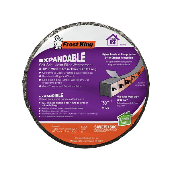 Black PVC Sponge Door Weatherstrip by Frost King EF12